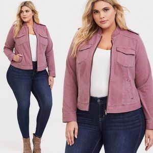 Torrid Rose Twill Bomber Jacket Size 4/4X NWT